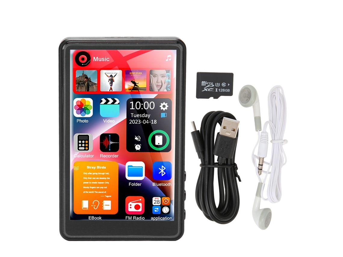 Reproductor MP3/MP4 Bluetooth Yizhood X20 de 4 pulgadas con memoria integrada de 16 GB (TF de 128 GB, color negro)