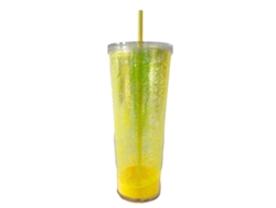 Vaso de agua ligero, compacto, portátil y personalizado, con pajita, sencillo y con doble capa de purpurina.