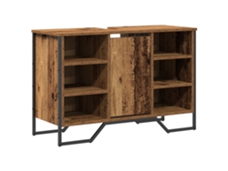 Gabinete De Lavabo De Baño Madera Antigua Madera De Ingeniería Vidaxl Marrón Madera Maciza Recuperada