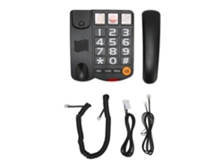 Teléfono Fijo Negro Con Botones Grandes Para Personas Mayores, Con Marcación Táctil Y Altavoz.