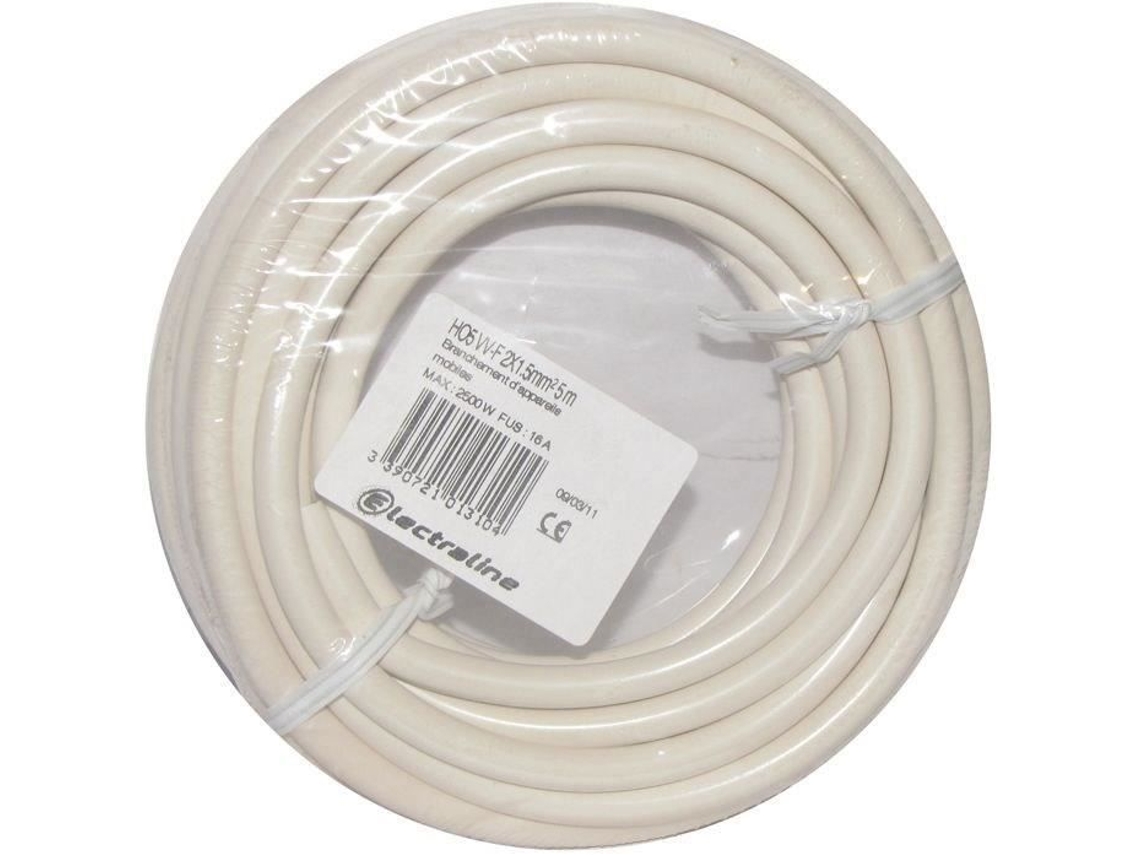 Cable H05vvf Electraline 2x1,5 5m Blanco Corona Multicondutor