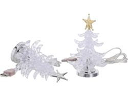 Juego De 2 Luces Navideñas De Acrílico Transparente Para Árbol De Navidad Con 7 Led Que Cambian De Color Y Conexión Usb.