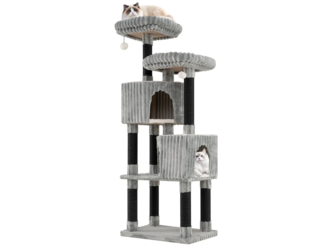 Árbol rascador alto para gatos con 2 guaridas, camas y postes rascadores, 156 cm NORTHIX