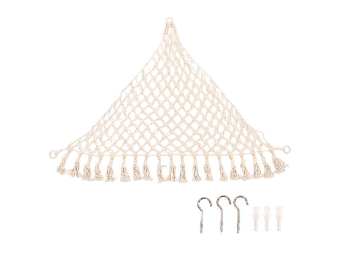 Hamaca De Peluches Tejida A Mano Estilo Bohemio Con Cuerda De Algodón Para Almacenamiento 40.9x40.9x52.0in