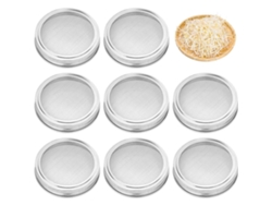 Juego de tapas de acero inoxidable para frascos de germinación de boca ancha, filtros para frascos de vidrio y germinadores de semillas. Mdug