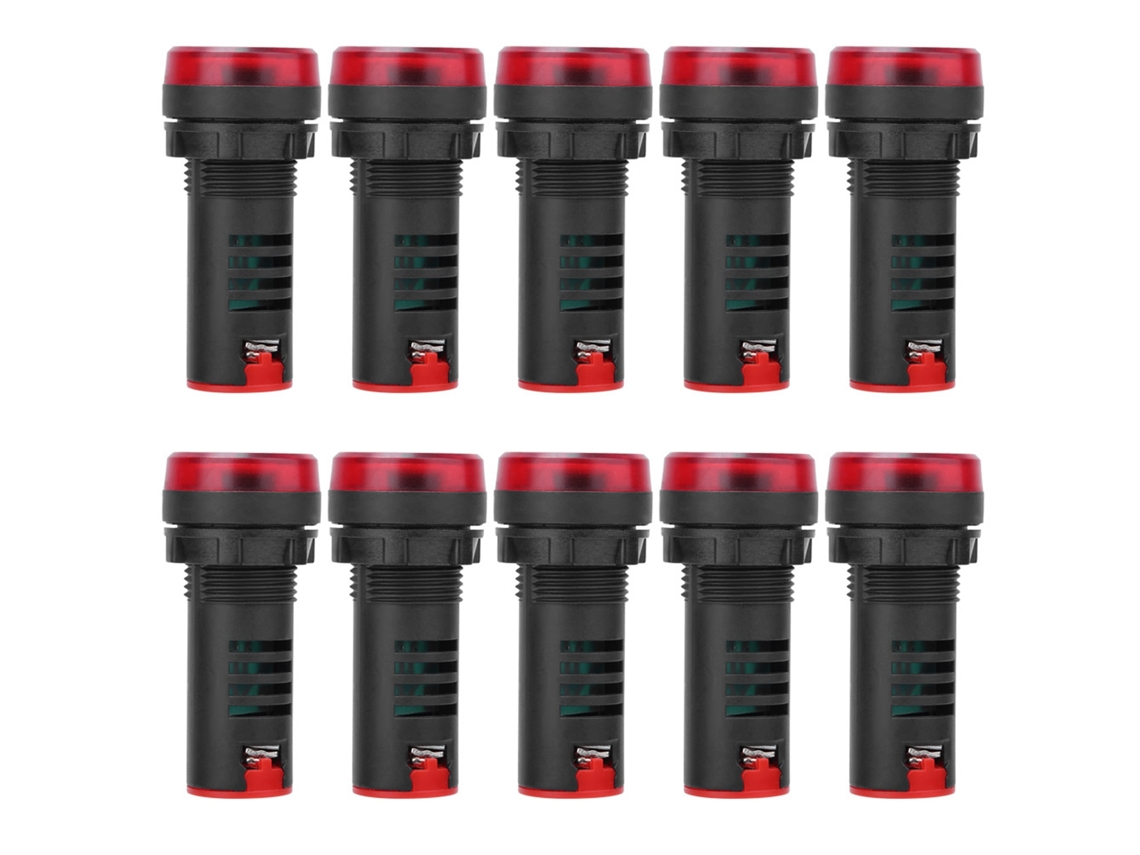 Yncm2026-10 Pcs Berm® Ad16‑22sm Luz Roja Led Con Buzzer Alarm Indicador Flash Ac/dc12v