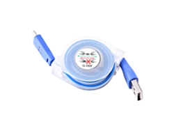 Cable De Datos Usb (retractil Con Luz) Azul Sistema Android Cable De Datos Retractil Con Carita Sonriente Luminosa Usb