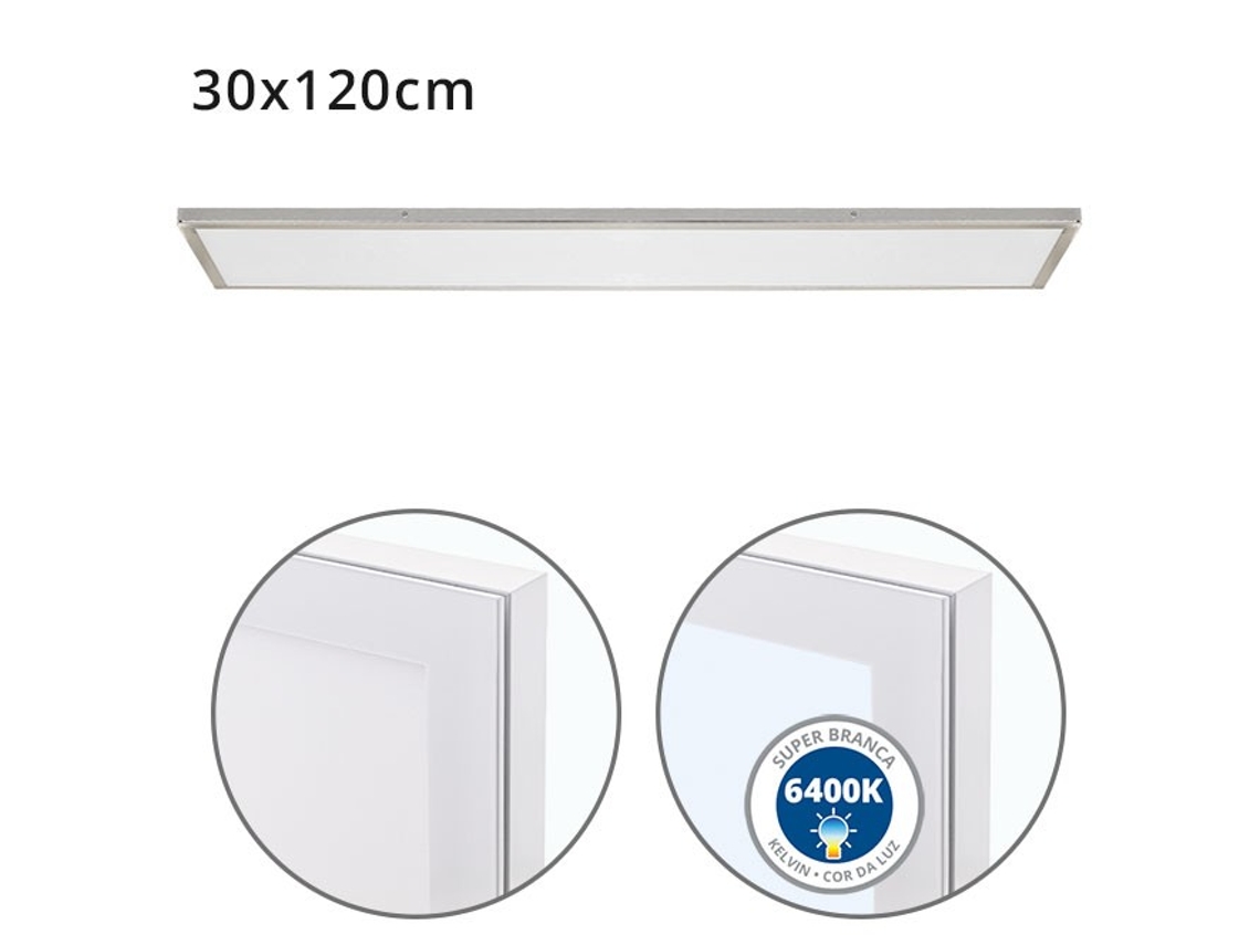 Panel de Superficie Voltaire 30X120 72W Led 5760Lm 6400K 120 C.120Xl.30Xalt.2 3Cm Níquel FERRIMEX