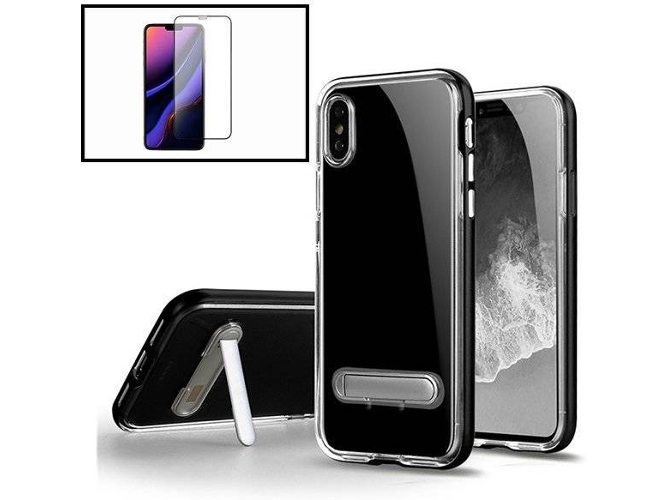 Funda + Protector iPhone XR Spigen Crystal Hybrid Negro