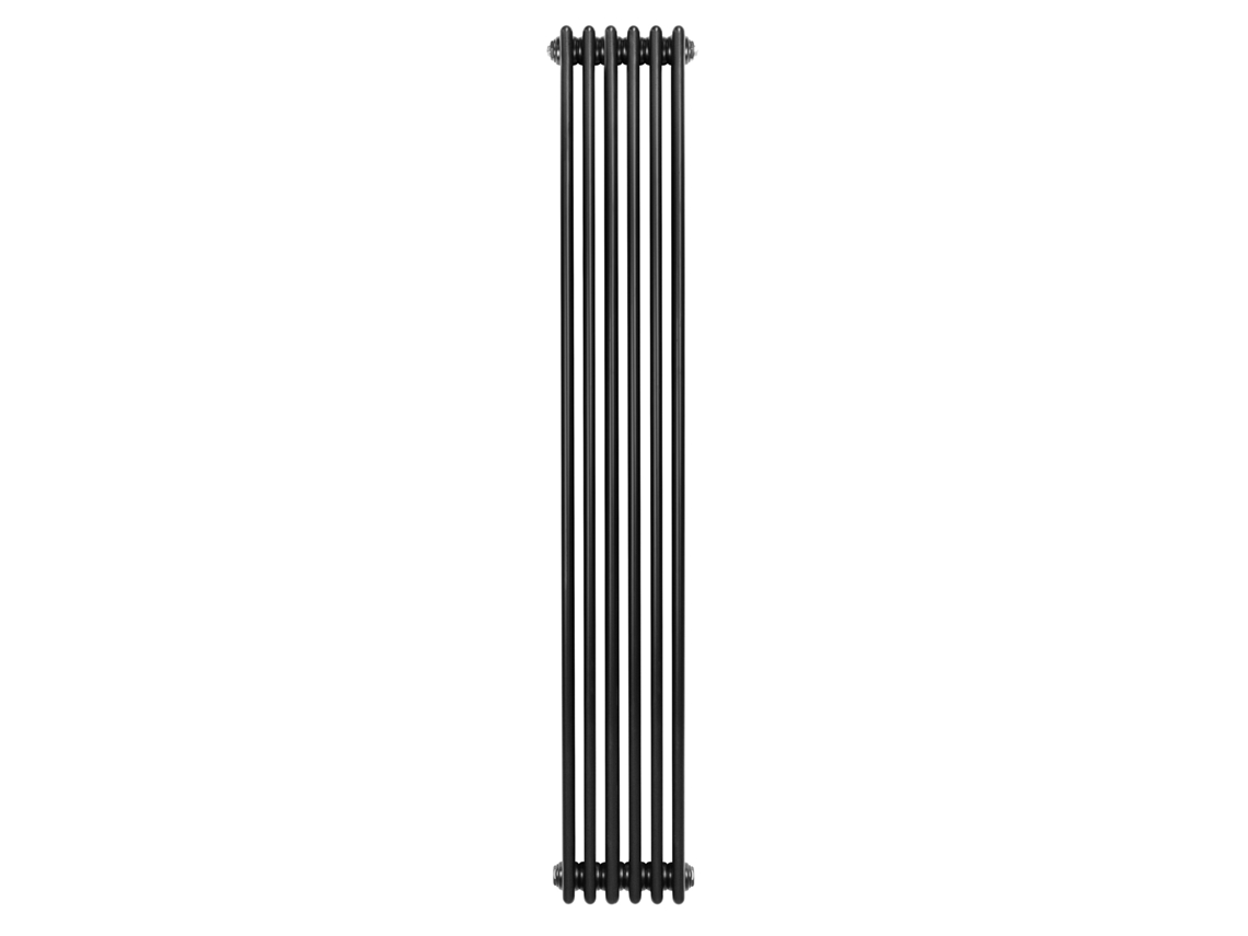 Radiador vertical de 4 columnas, 1800x290 mm - Negro, acero al carbono de 1,5 mm, 1728 W, alta eficiencia, fácil instalación, duradero.