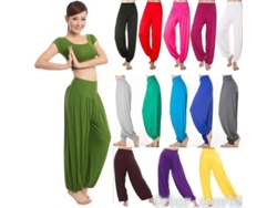 2026-pantalones Yoga Harem Para Mujer Baggy Aladdin Bloomers Ligero Algodón Elástico M Rosa