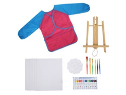 Kit De Pintura Acrílica Diy Para Niños Con Pinceles, Delantal Y Soporte De Madera.