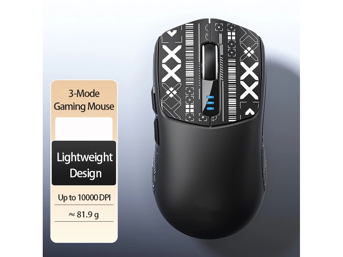 Ratón inalámbrico ergonómico para juegos Yizhood SC580 Paw3325 con sensor de tres modos, recargable, 10 000 ppp, color negro