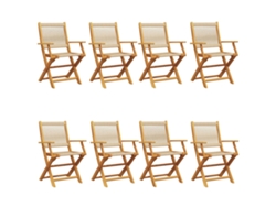 Maison Exclusive - Juego de 8 sillas plegables de jardín, madera maciza de acacia, color beige.