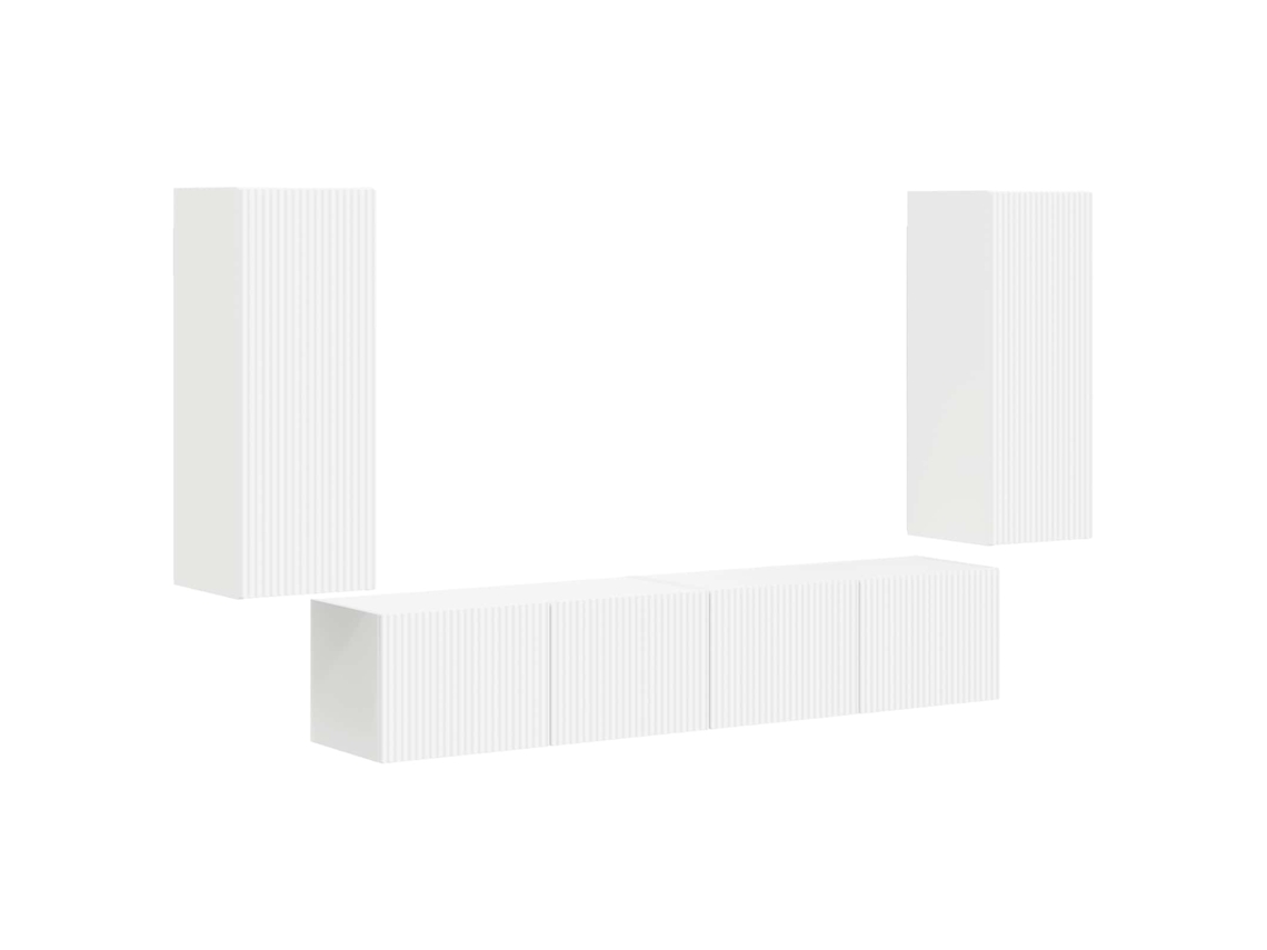 Conjunto de 4 piezas de muebles para TV de montaje en pared | Mueble para TV | Mueble para TV blanco
