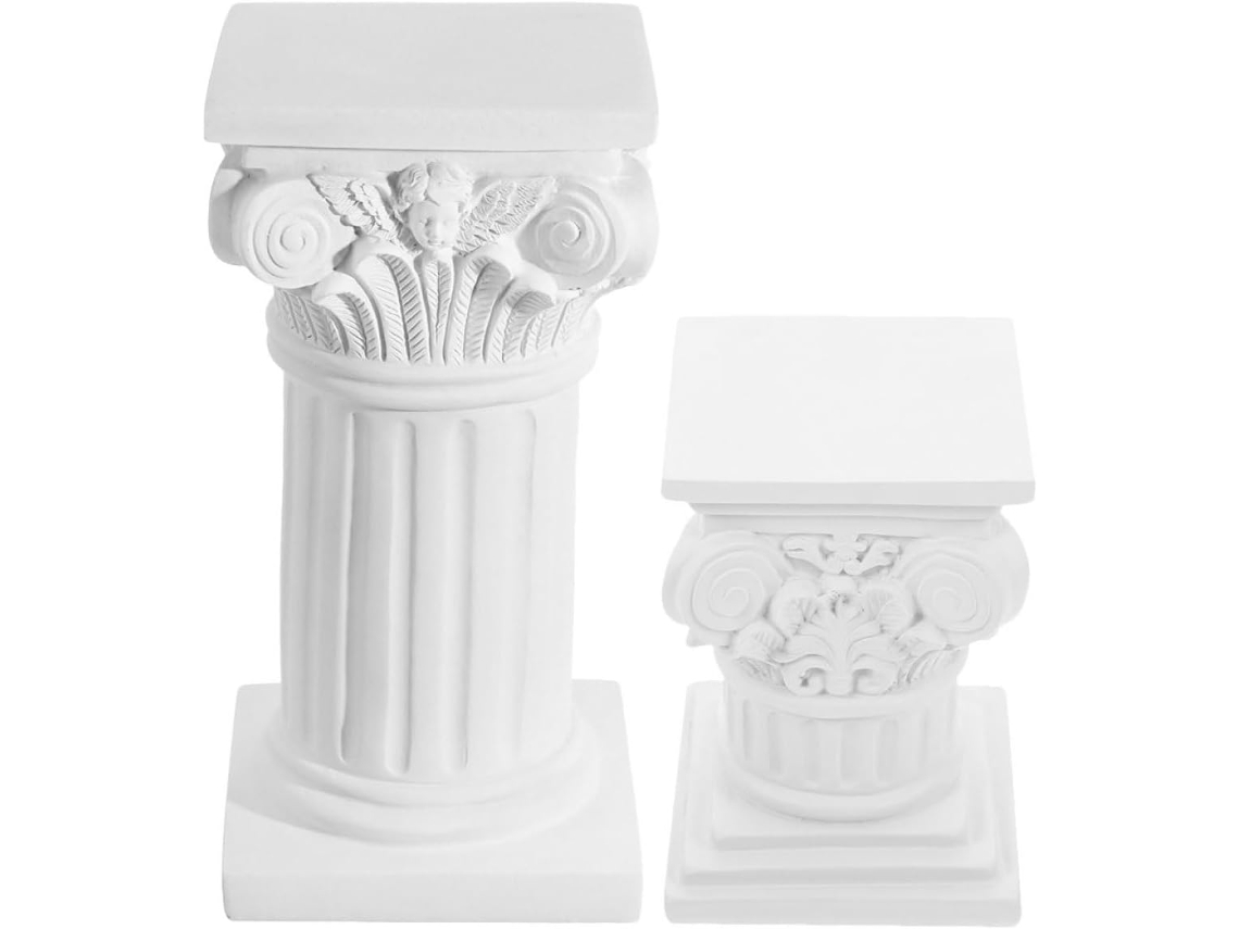 Elegantes Columnas Romanas Decoración Bodas Resina Sintética Blanca Juego 2 Piezas Resistentes Seguras Tacto