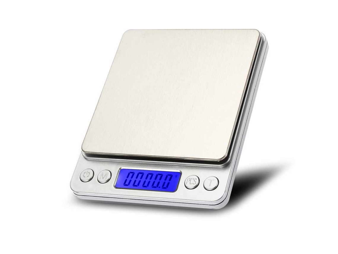 Báscula digital de bolsillo para usar en cualquier lugar. Sensor de alta precisión que garantiza mediciones precisas de joyas o ingredientes. Pantalla LCD retroiluminada.