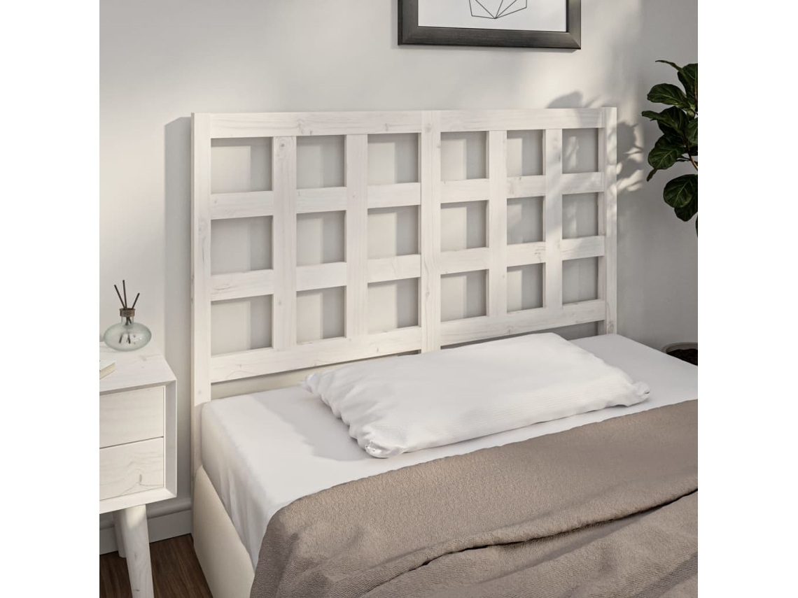 Cabecerocabecero De Camapanel De Cabecera Madera Maciza De Pino Blanco 125,5x4x100 Cm