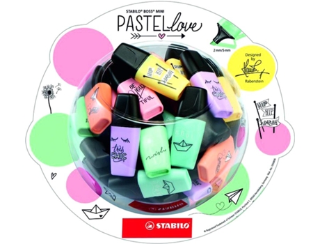 Marcador Stabilo Boss Mini Pastellove Boiao de 50 Unidades Cores Sortidas