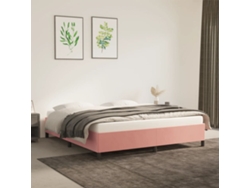 Estructura De Cama Sin Colchón Terciopelo Rosa 160x200 Cm