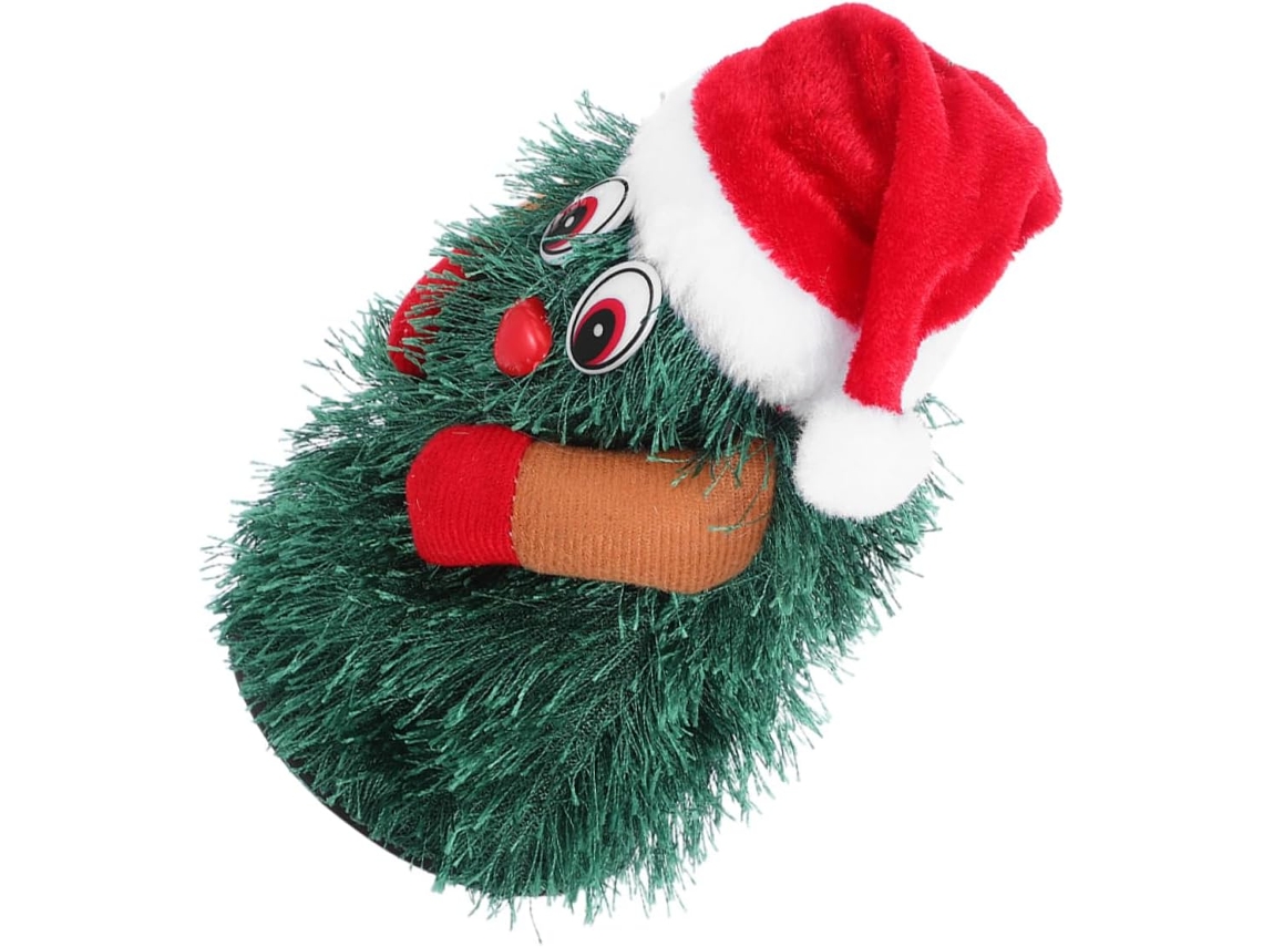 Árbol decorativo interactivo eléctrico con forma de muñeco navideño que baila, ideal para mesas y escritorios, con música.