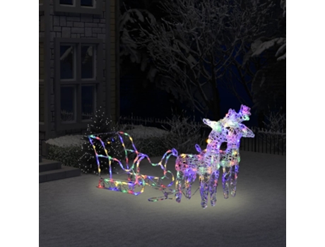 MAISON EXCLUSIVE - Reno y trineo adorno navideño 160 LEDs acrílico 130 cm