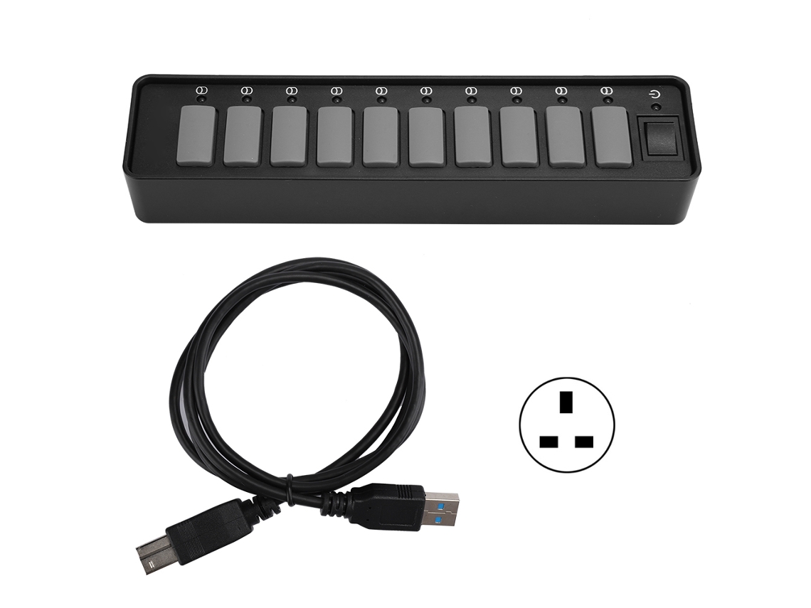 Hub Usb (expansão De 10 Portas, Transmissão De Alta Velocidade Usb3.0)