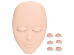 Maniquí Facial Para Extensiones De Pestañas Con 3 Pares De Párpados Extraíbles, De Una Sola Capa, Color Rosa.