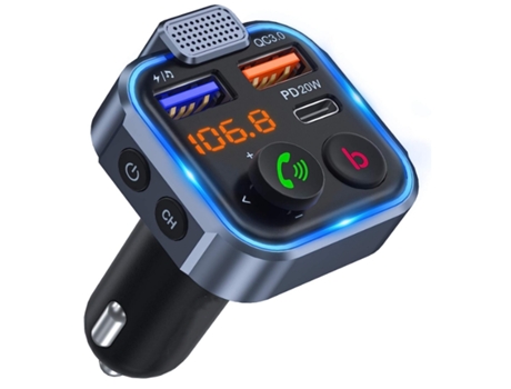 Transmisor Fm para automóvil la última versión Bluetooth 5.0 Pd3.0 Tipo C Adaptador de radio inalámbrico Kit para automóvil