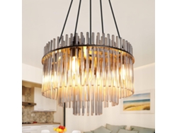 Zmh Lámpara De Techo Vintage 5 Luces E27 Cristal Negro (sin Bombilla)