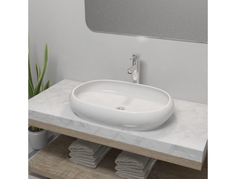Lavabo MAISON ExCLUSIVE - de Baño Ovalado con Grifo Mezclador Cerámica Blanco