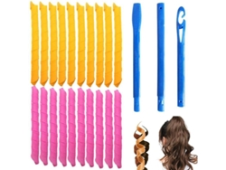 20 Rulos Ondulados, Herramientas De Plástico Para Rizar El Cabello, Kit De Peinado Con 3 Ganchos, 55 Cm, Marca Seully