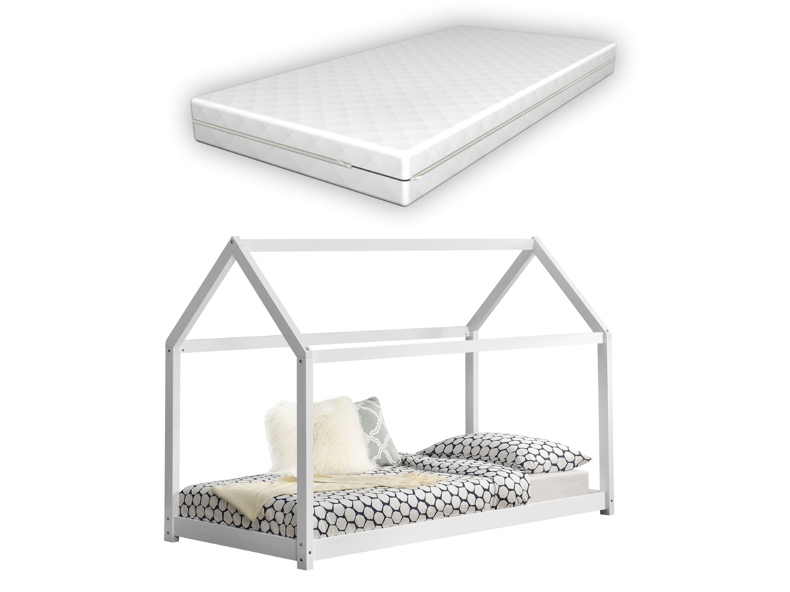 Estructura de Cama Infantil [EN.CASA] (Blanco - Madera - 80x160 cm)