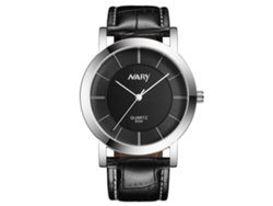 Reloj De Pareja Impermeable Nary Con Dial De Doble Círculo Y Correa De Cuero Pu (negro Mujer)