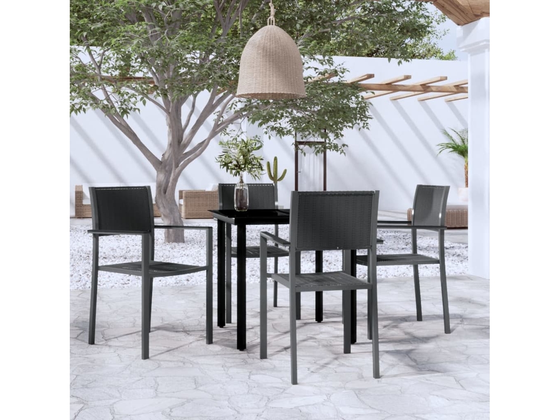Juego de comedor de jardín negro de 2 piezas Dkd Home Decor