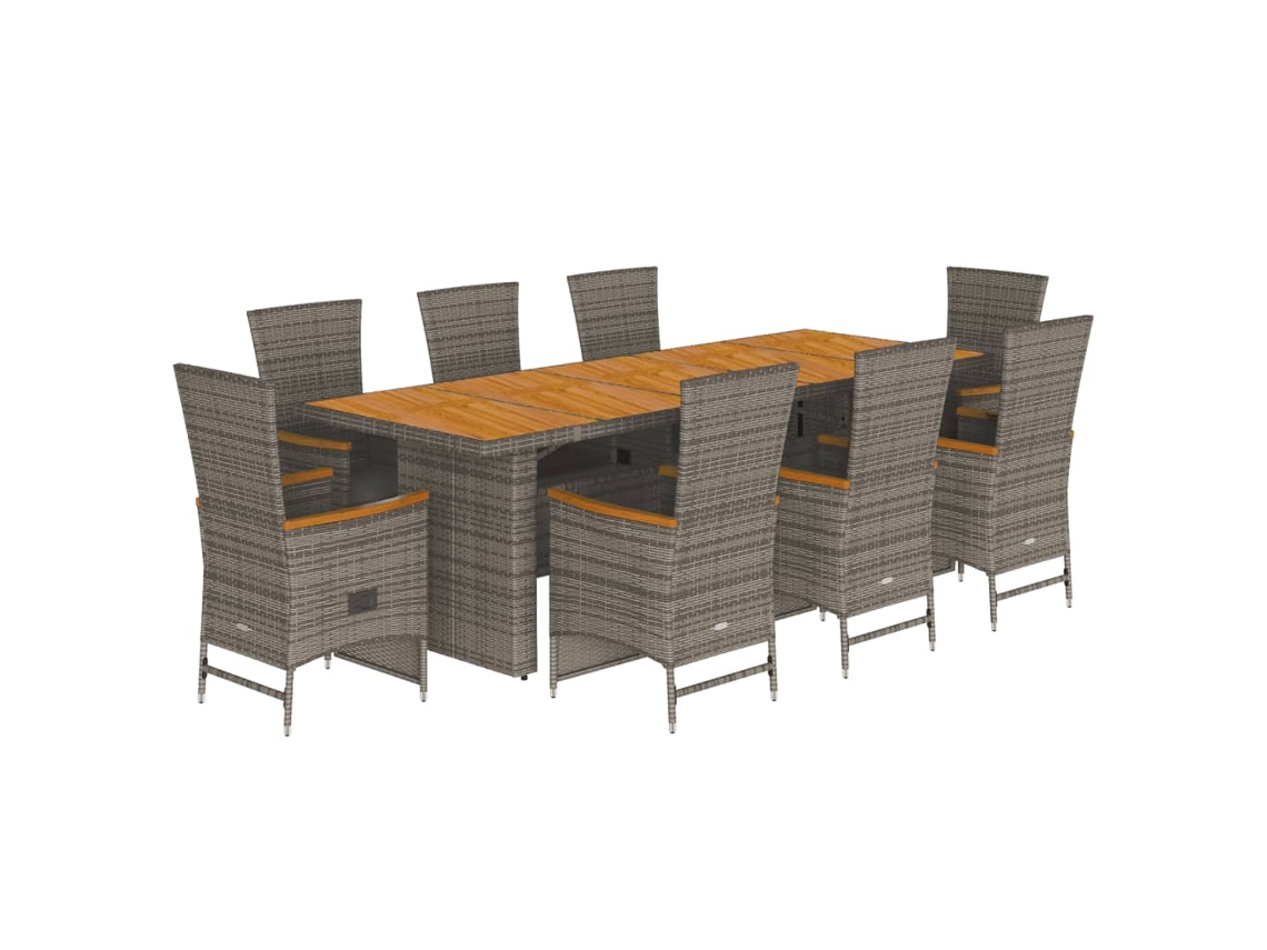 Maison Exclusive - Set Comedor Jardín 9 Pzas Y Cojines Ratán Sintético Gris