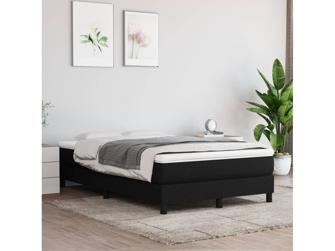 Estructura De Cama Sin Colchón Tela Negro 120x200 Cm