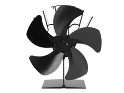 Ventilador para calefactor de chimenea con 5 aspas, autogenerador, negro.