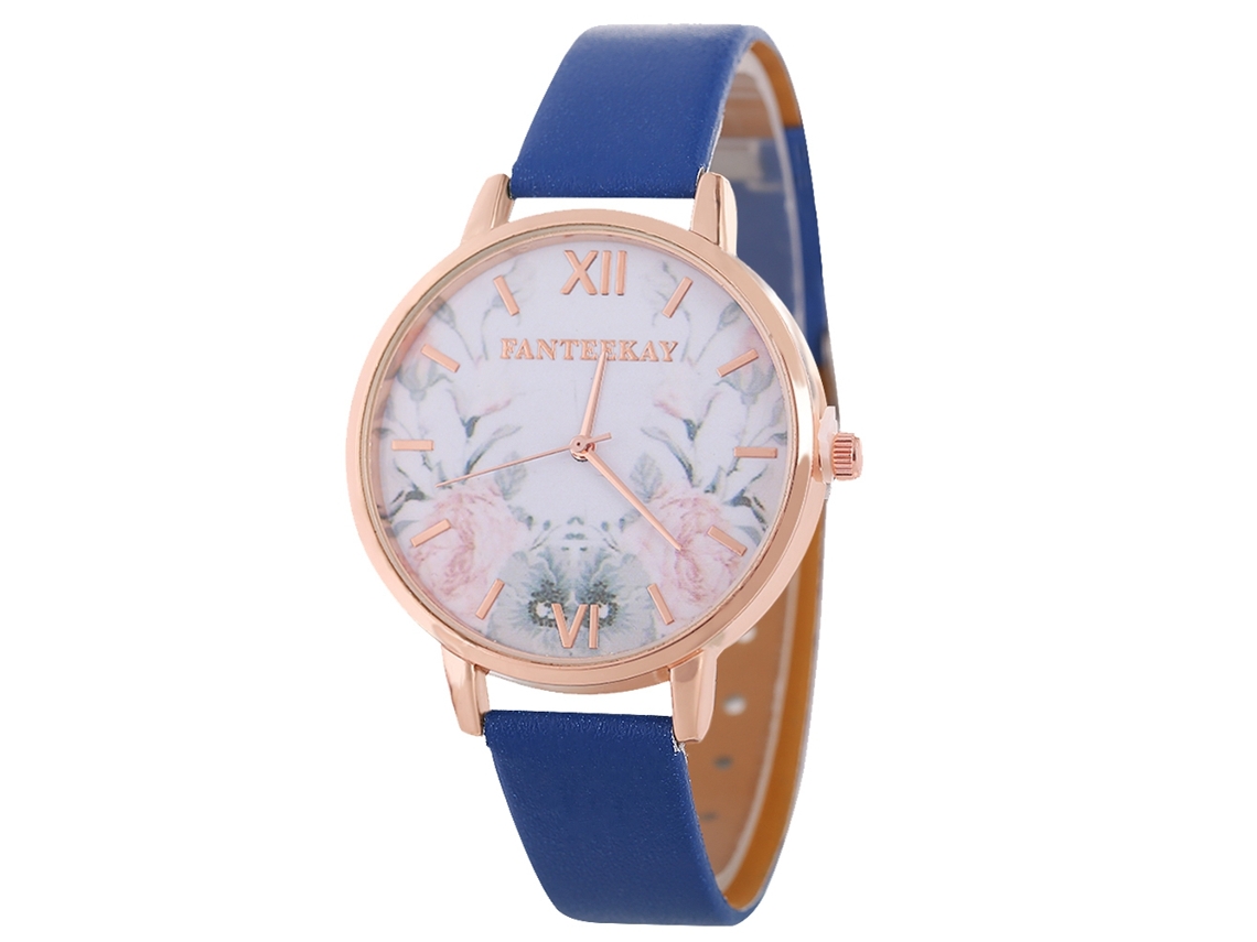Reloj De Pulsera De Cuarzo Para Mujer Zhoulianfa Con Correa De Piel Sintética Azul Marino.