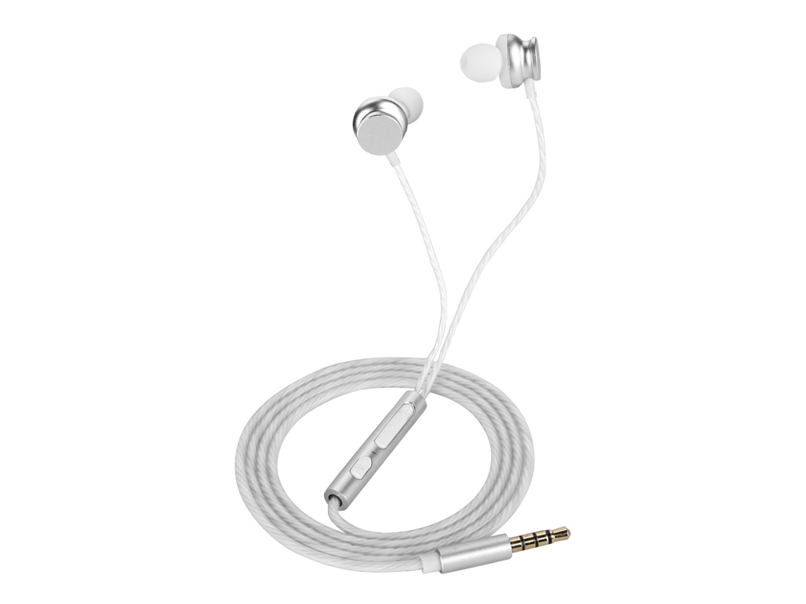 Auriculares Intrauditivos Con Micrófono Metálico Cableados Estéreo Cómodos Blancos
