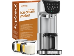Máquina de Helados 12 en 1 - Mini Helado Creami Capacidad 568 ml Incluye 3 Recipientes de Tritan para Helado (Plateado)