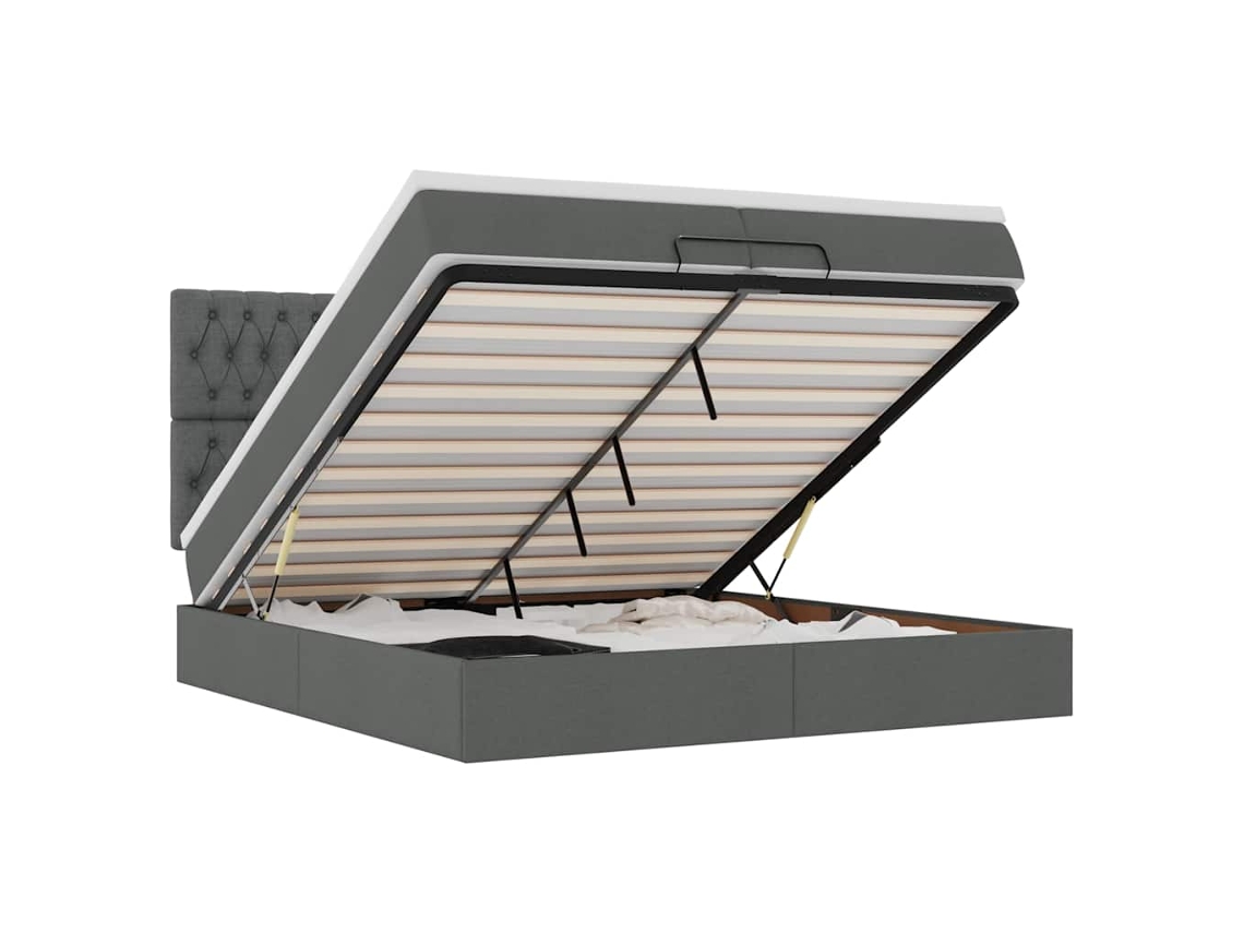 Maison Exclusive - Estructura Cama Otomana Colchones Tela Gris Oscuro 200x200cm
