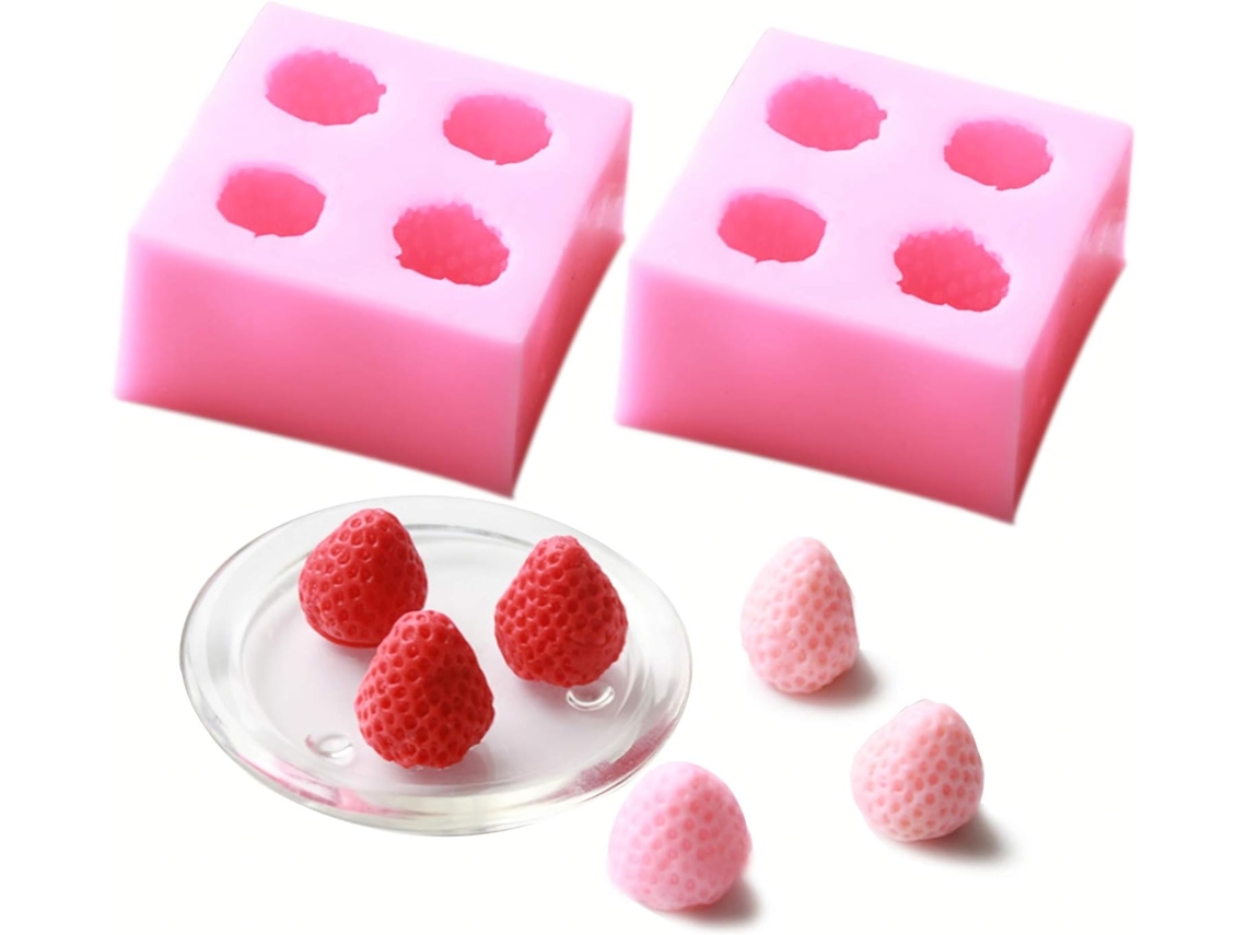 Molde para velas de aromaterapia de frutas de 4 cavidades DIY, fresa JEIIBRZUI