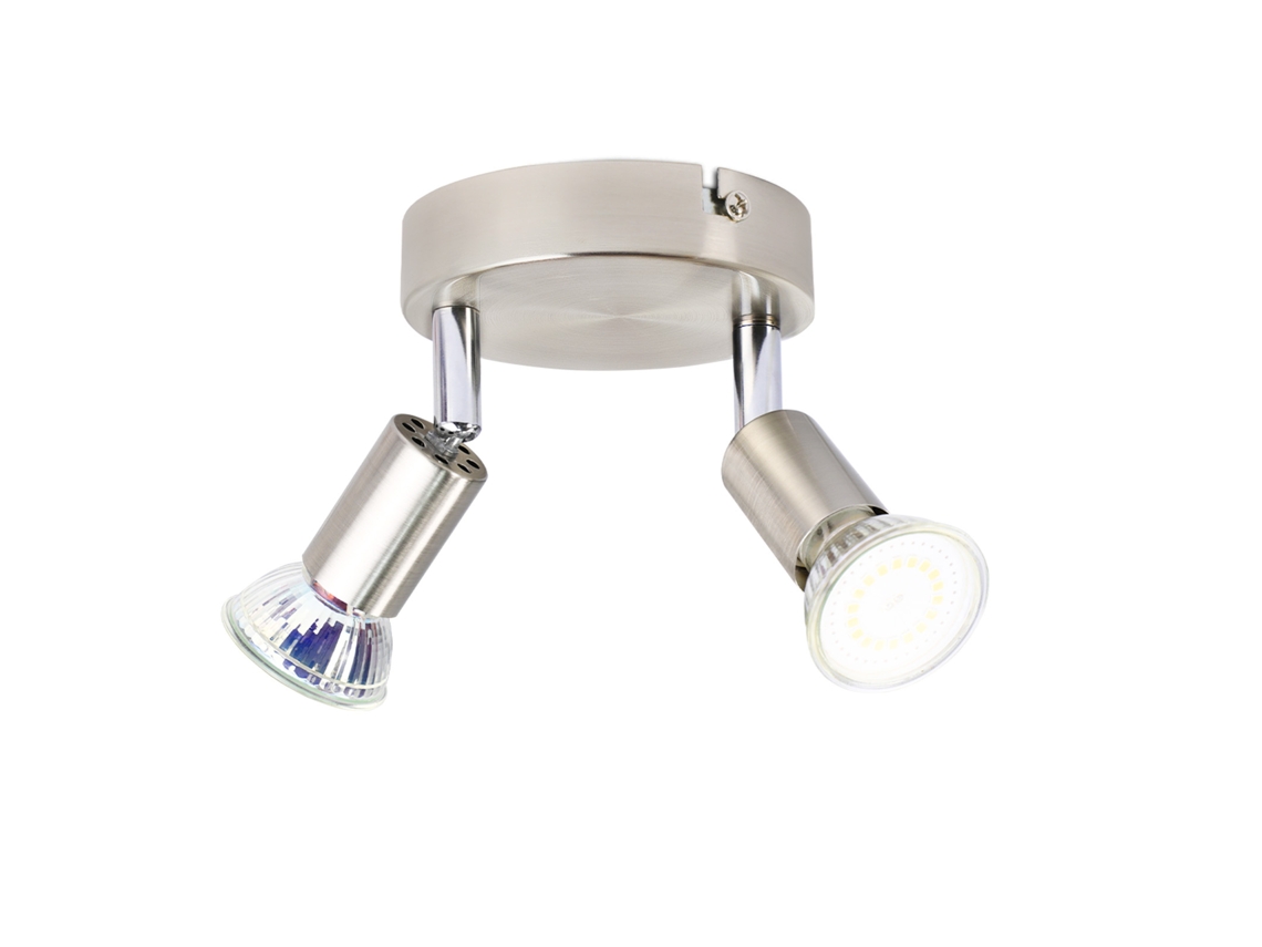 NETTLIFE Focos de Techo Led 2 Ajustables Gu10 350 Lámpara Redonda Moderna de Metal de Níquel para Sala de Estar Dormitorio Sin Bombilla