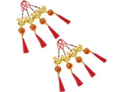 Juego 8 Colgantes Tradicionales Chinos Pompón Caballo Amarillo Decoraciones Festivas Nuevo Chino Adornos Hogar