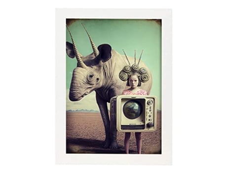 NACNIC Poster Cuernos En Estilo Surrealismo Cinematográfico Ilustraciones Y Grabados De Historieta Abstracta Y Artística A3 Marcos Blancos