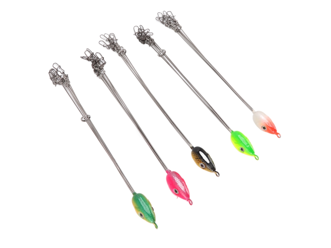 Aparejo de pesca con 5 brazos, acero, 18 cm, 5 unidades