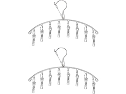 Paquete de 2 perchas de acero inoxidable para calcetines – Perchero plegable para ropa interior, ropa de bebé y plantillas.