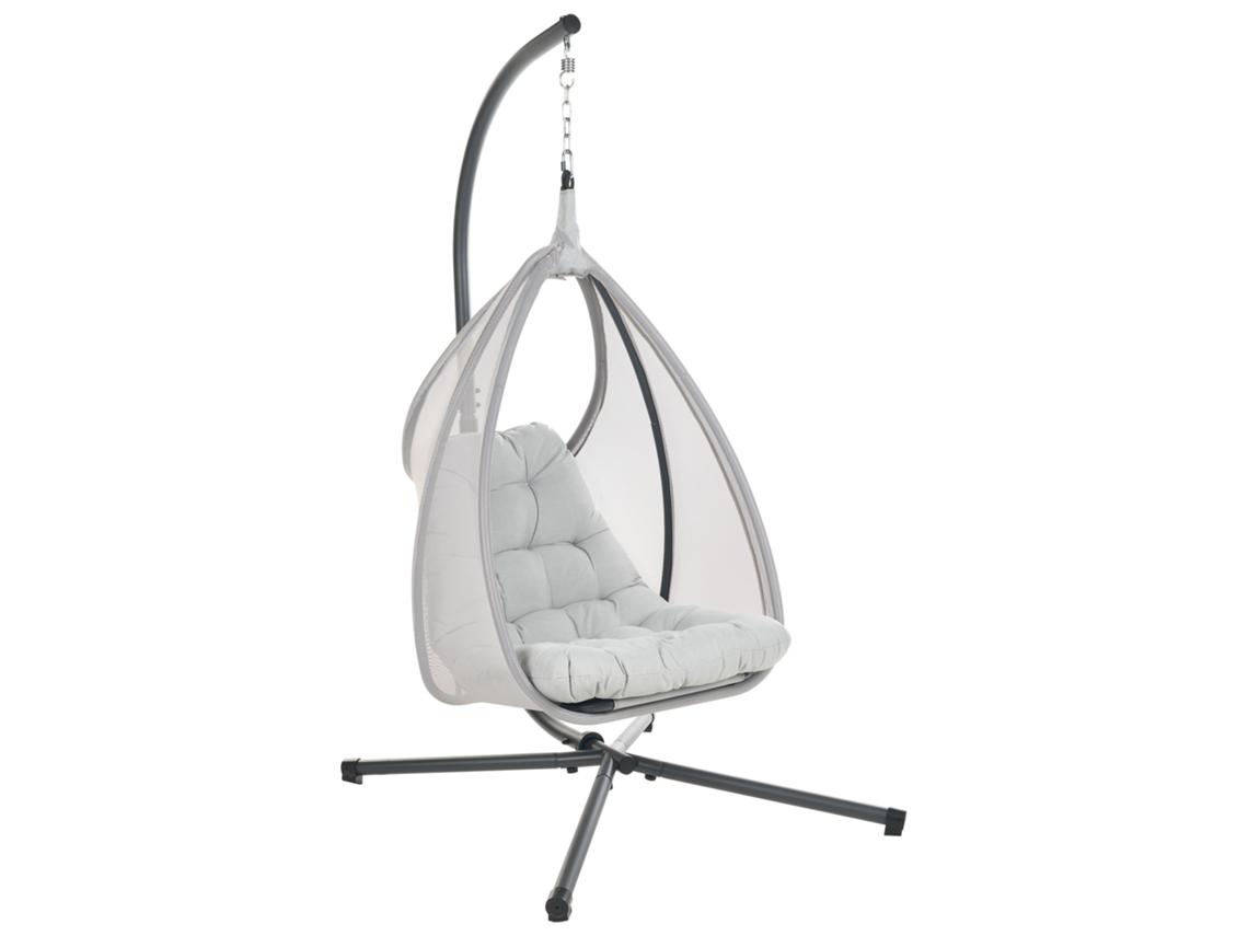 Hamaca tipo huevo para exterior de malla Avegno de Beliani con cojín de asiento gris 98 x 136 x 195