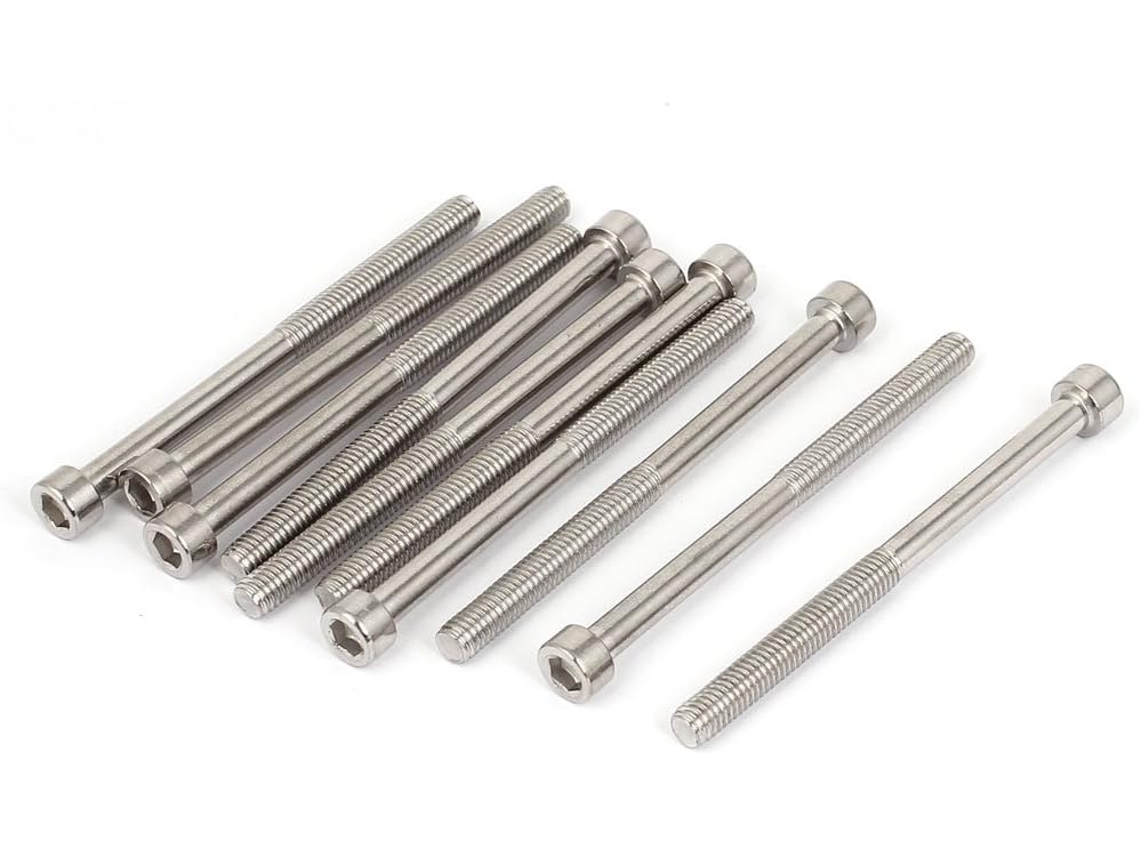 10 tornillos para máquina con cabeza hexagonal interna, acero inoxidable, 6 mm x 80 mm x 85 mm, CHABERLU